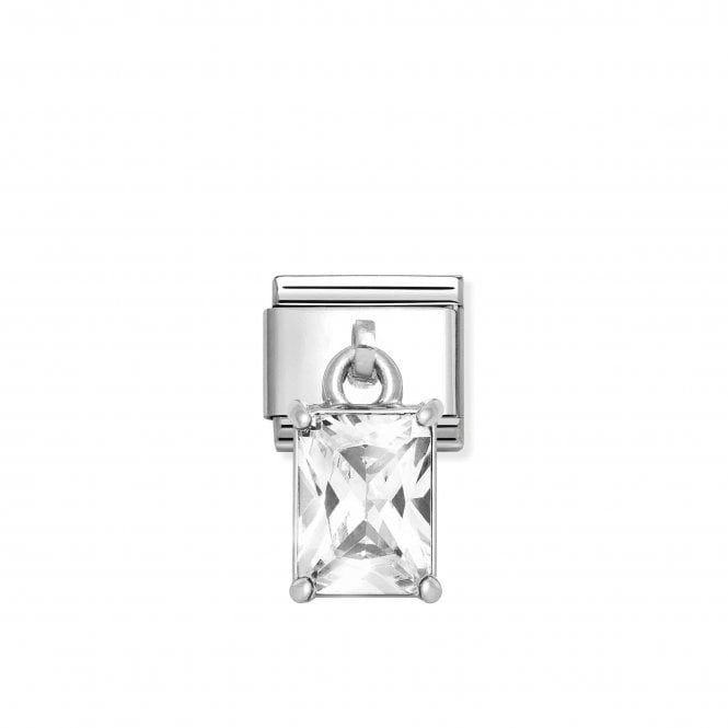 NOMINATION ITALY Classic Silver Dangle White Baguette CZ Charm