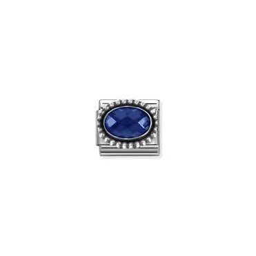 Classic Silver Dark Blue CZ Beaded Setting Charm