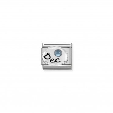 Classic Silver December Light Blue Topaz Charm