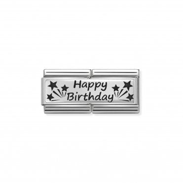 Classic Silver Double Happy Birthday Charm