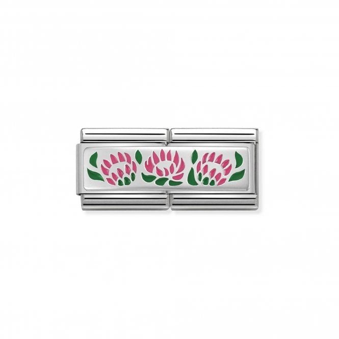 NOMINATION ITALY Classic Silver Double Link 3 Flowers Charm