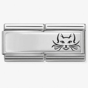 Classic Silver Double Link Cat Charm