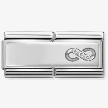 Classic Silver Double Link CZ Infinity Symbol Charm