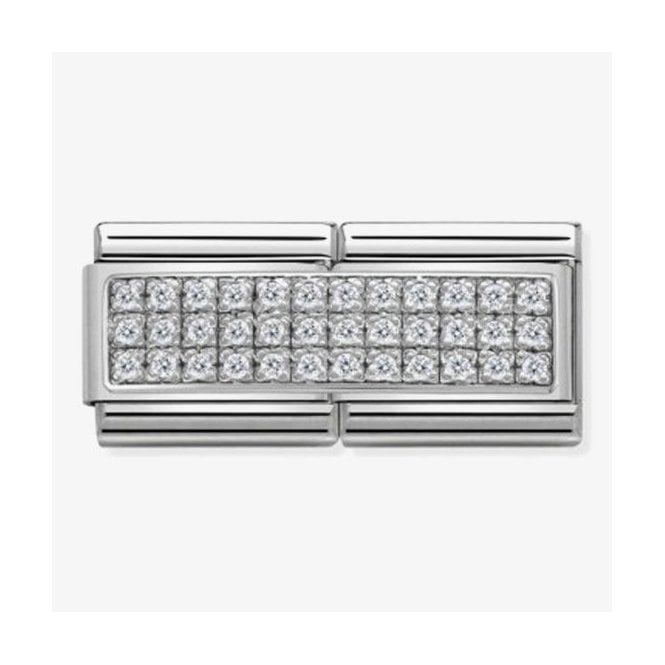 NOMINATION ITALY Classic Silver Double Link White CZ Pave Charm