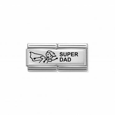 Classic Silver Double Super Dad Charm