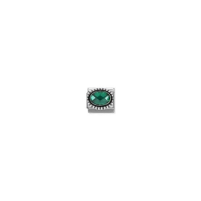 NOMINATION ITALY Classic Silver Emerald CZ Beaded Setting Charm