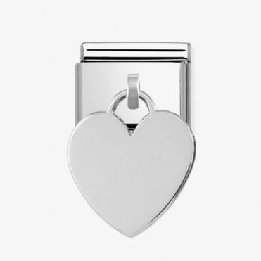 Classic Silver Engravable Heart Pendant Charm