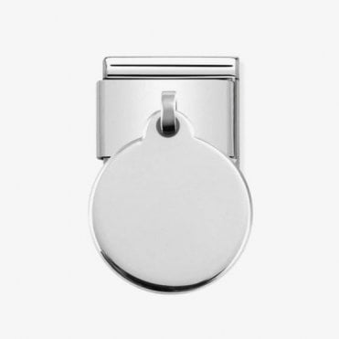 Classic Silver Engravable Round Pendant Charm