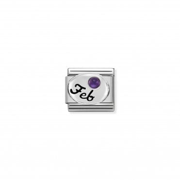 Classic Silver February Amethyst Charm