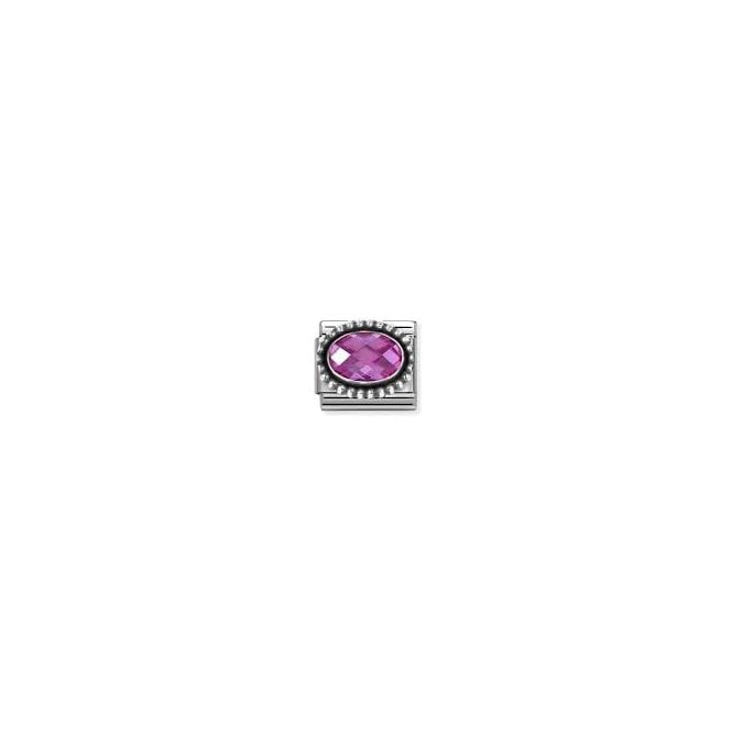 NOMINATION ITALY Classic Silver Fuchsia CZ Beaded Setting Charm
