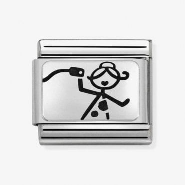 Classic Silver Girl with Chignon Charm