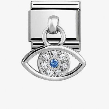 Classic Silver Greek Eye Pendant Charm
