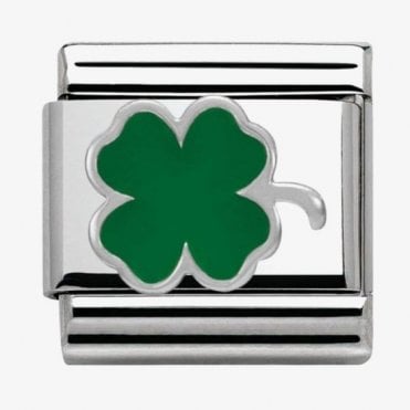 Classic Silver Green Clover Charm
