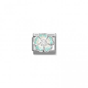 Classic Silver Green Fade Flower Charm