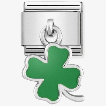 Classic Silver Green Four-Leaf Clover Charm
