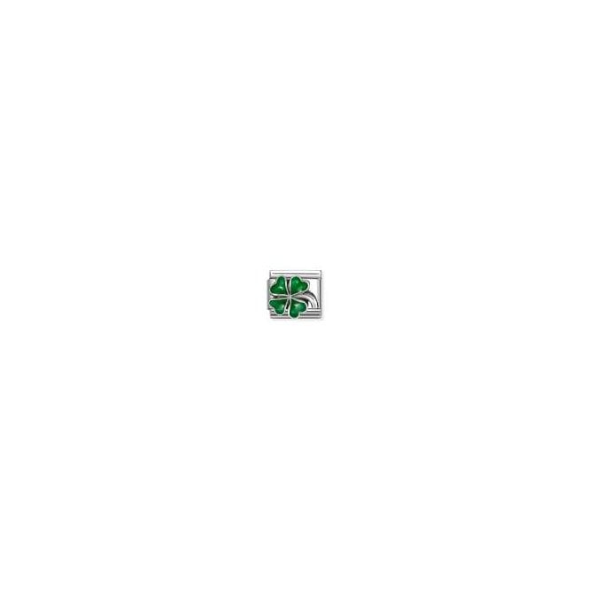 NOMINATION ITALY Classic Silver Green Four Leaf Clover Charm