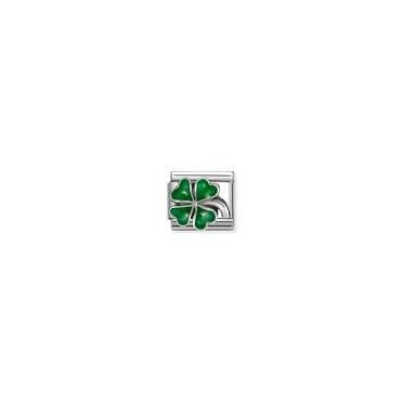 Classic Silver Green Four Leaf Clover Charm