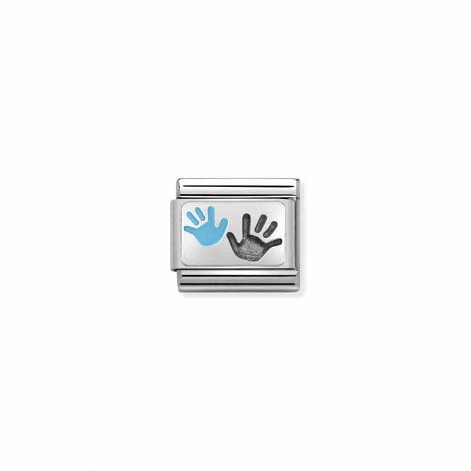 NOMINATION ITALY Classic Silver Hands Parent & Child Blue Charm