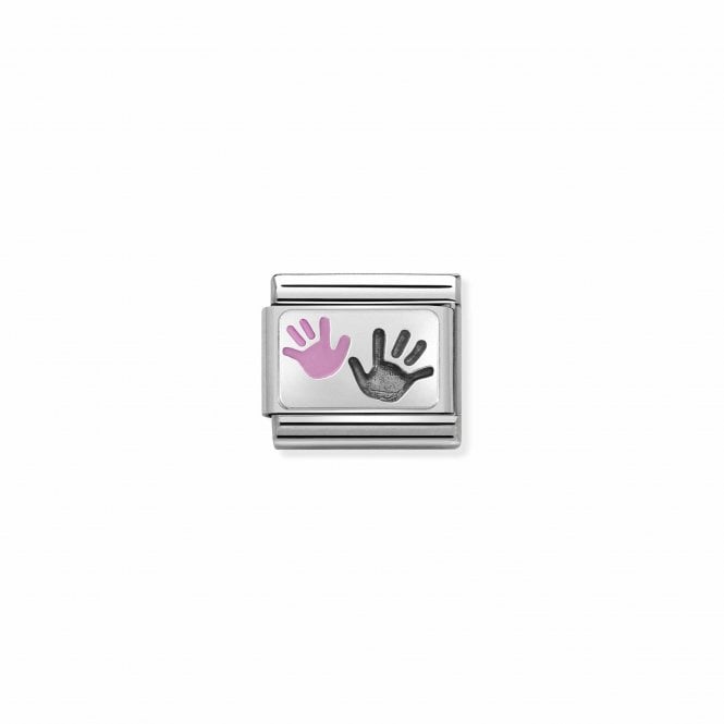 NOMINATION ITALY Classic Silver Hands Parent & Child Pink Charm