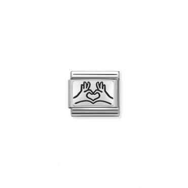 Classic Silver Heart Hands Charm