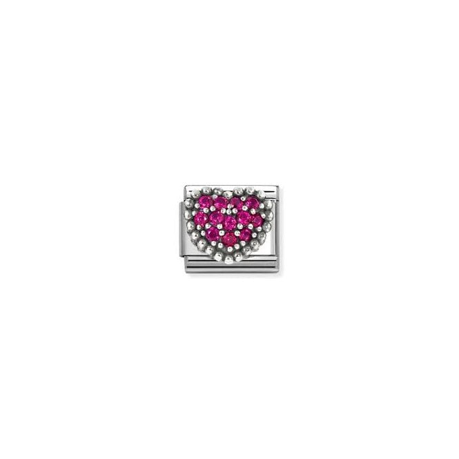 NOMINATION ITALY Classic Silver Heart with Red CZ Charm
