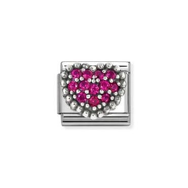 Classic Silver Heart with Red CZ Charm