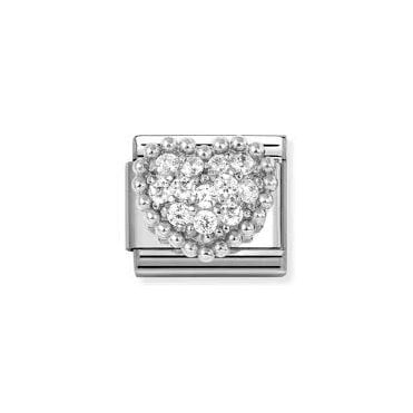 Classic Silver Heart with White CZ Charm