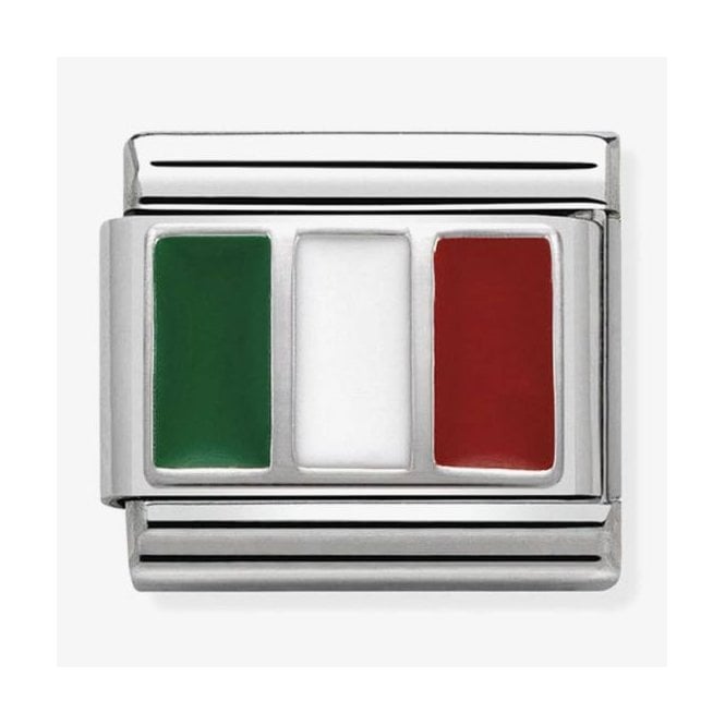 NOMINATION ITALY Classic Silver Italy Flag with Enamel Charm