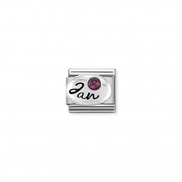 Classic Silver January Garnet Charm