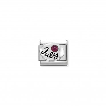 Classic Silver July Ruby Charm