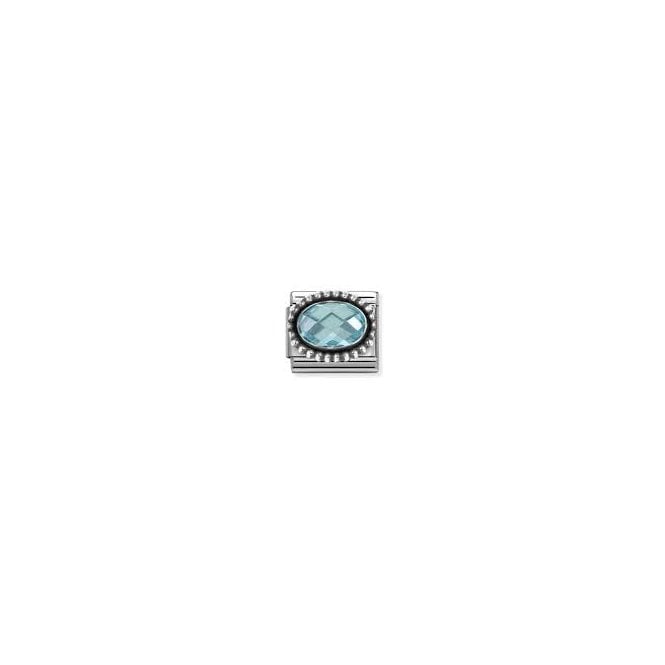 NOMINATION ITALY Classic Silver Light Blue CZ Beaded Setting Charm