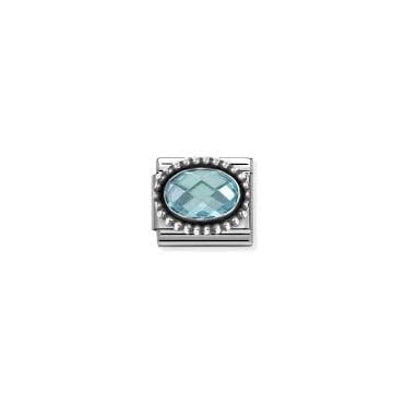 Classic Silver Light Blue CZ Beaded Setting Charm
