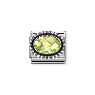 Classic Silver Light Green CZ Beaded Setting Charm