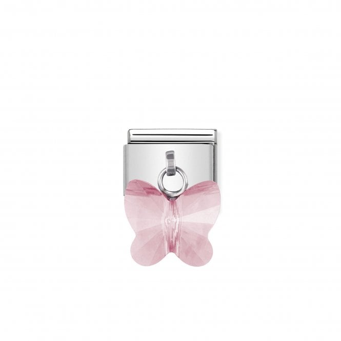 NOMINATION ITALY Classic Silver & Light Pink CZ Butterfly Charm