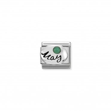 Classic Silver May Emerald Charm