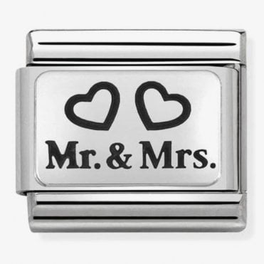 Classic Silver Mr & Mrs with Hearts Charm