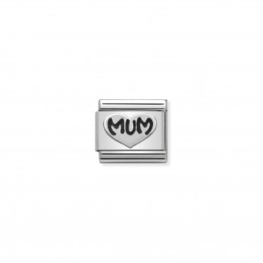 Classic Silver Mum Heart Charm