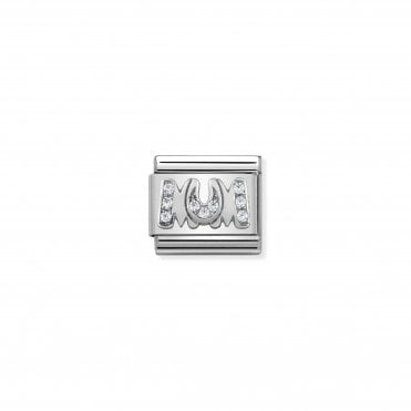 Classic Silver Mum with CZ Charm