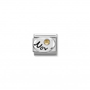 Classic Silver November Citrine Charm