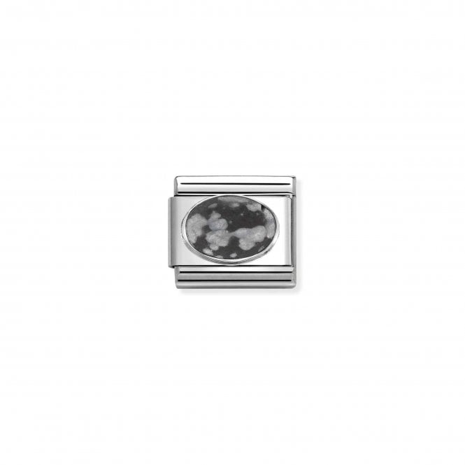 NOMINATION ITALY Classic Silver Obsidian Matt Stone Charm