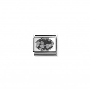 Classic Silver Obsidian Matt Stone Charm
