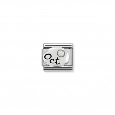 Classic Silver October White Opal Charm