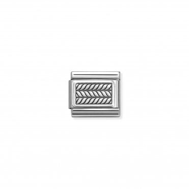 Classic Silver Oxidised Chains Plate Charm