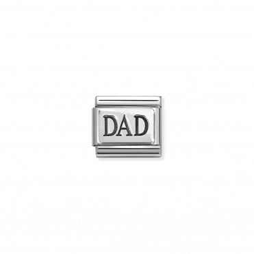 Classic Silver Oxidised Dad Plate Charm