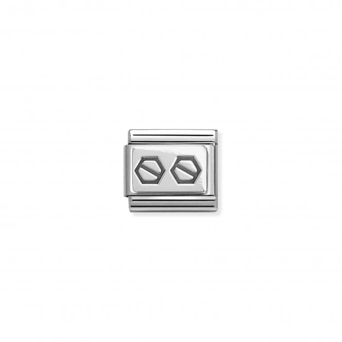 NOMINATION ITALY Classic Silver Oxidised Double Hexagonal Screws Plate Charm