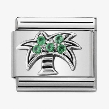 Classic Silver Palm Tree with CZ Charm