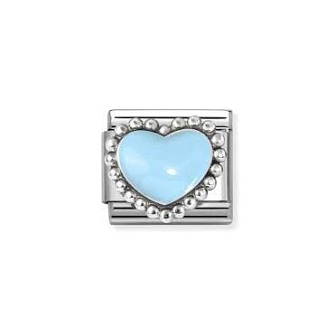 Classic Silver Pastel Blue Heart Charm