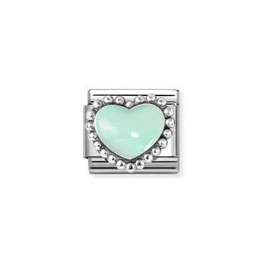 Classic Silver Pastel Green Heart Charm