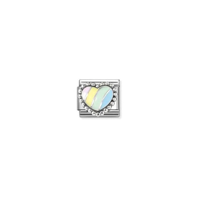 NOMINATION ITALY Classic Silver Pastel Stripe Heart Charm