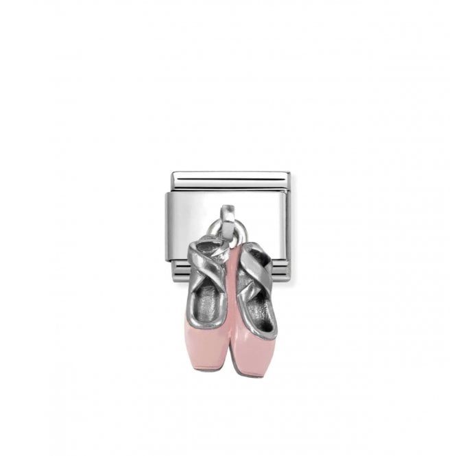 NOMINATION ITALY Classic Silver Pink Ballet Shoes Drop Charm
